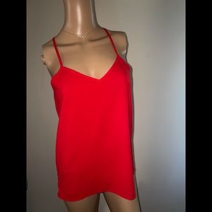 Red sleeveless top